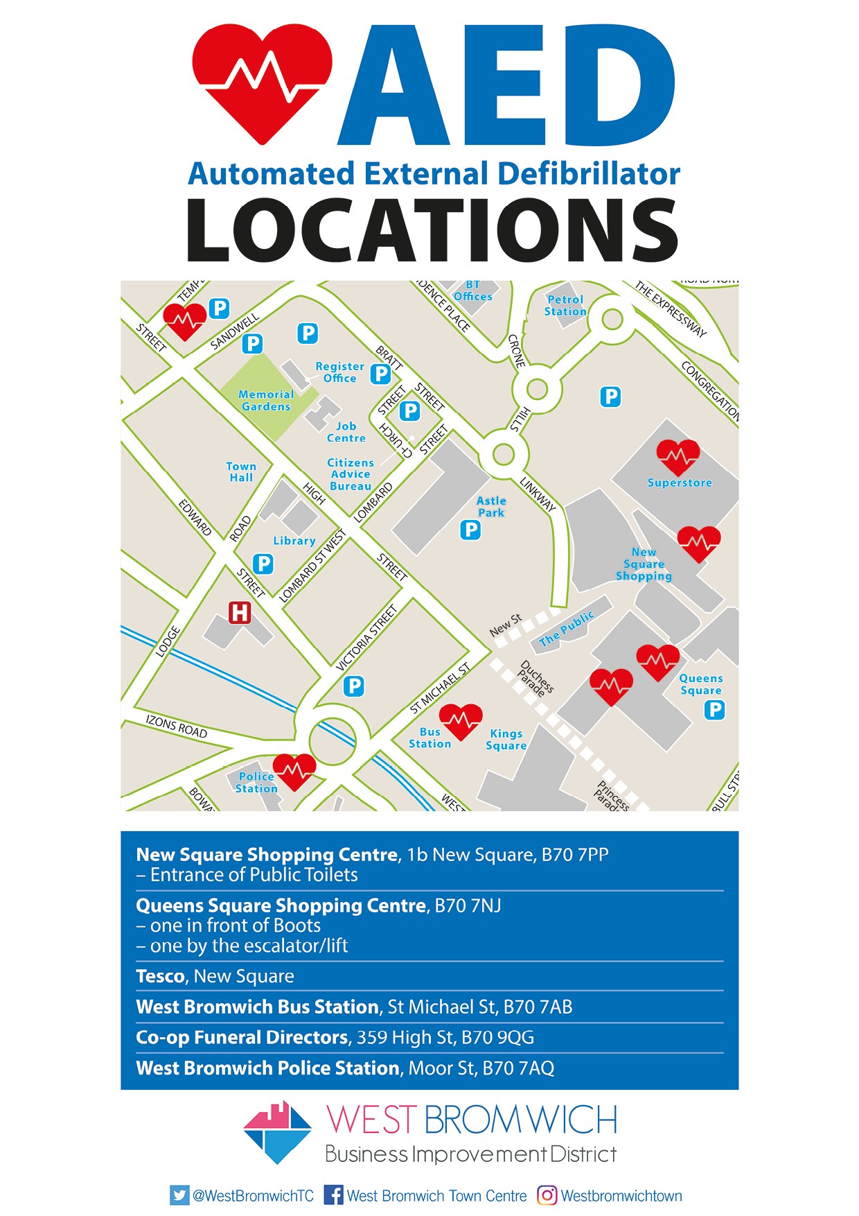 AED Locations In West Bromwich West Bromwich Business Improvement 