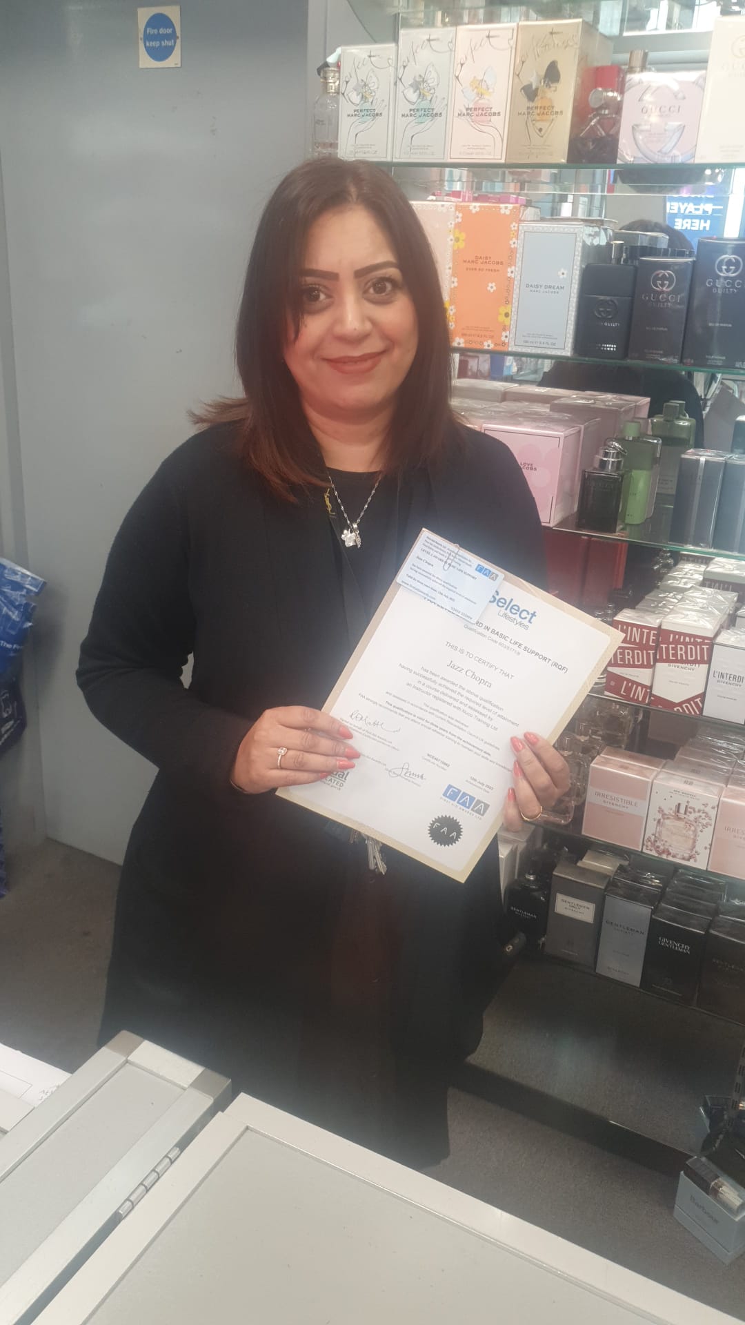 The Fragrance shop Kings Square have received their First Aid Certificate